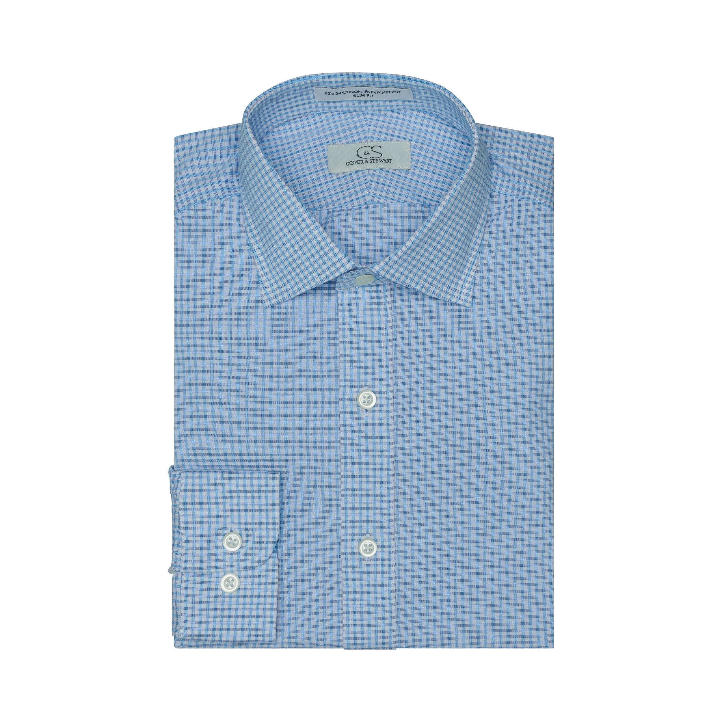 065 - Stretch Sm Gingham Chk SF Dress Shirt Cooper and Stewart 