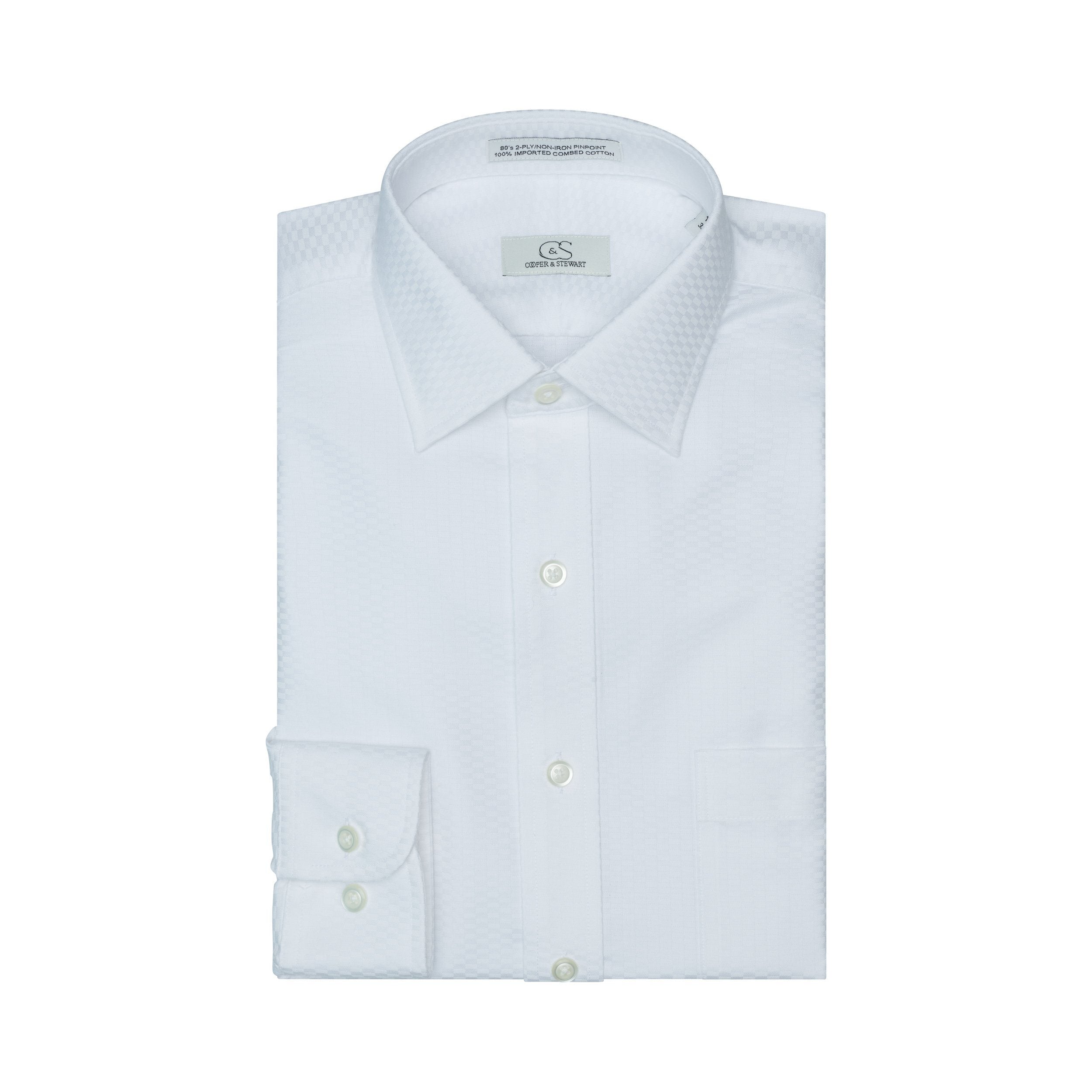 043 - White Tonal Check SC TF Dress Shirt Best Dress Shirt 