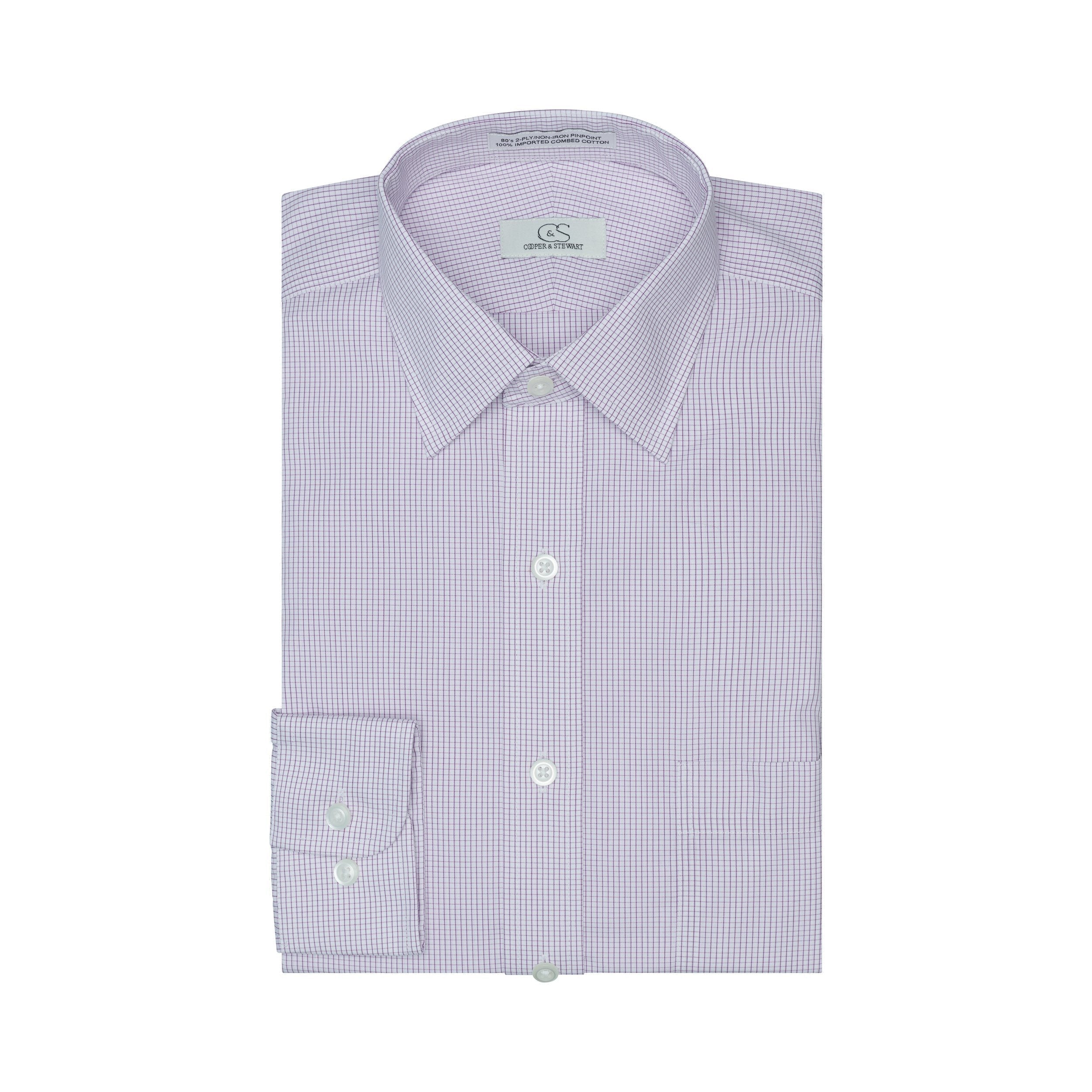 050 Graph Check-Berry-Spread Collar-Tailor Fit Best Dress Shirt 