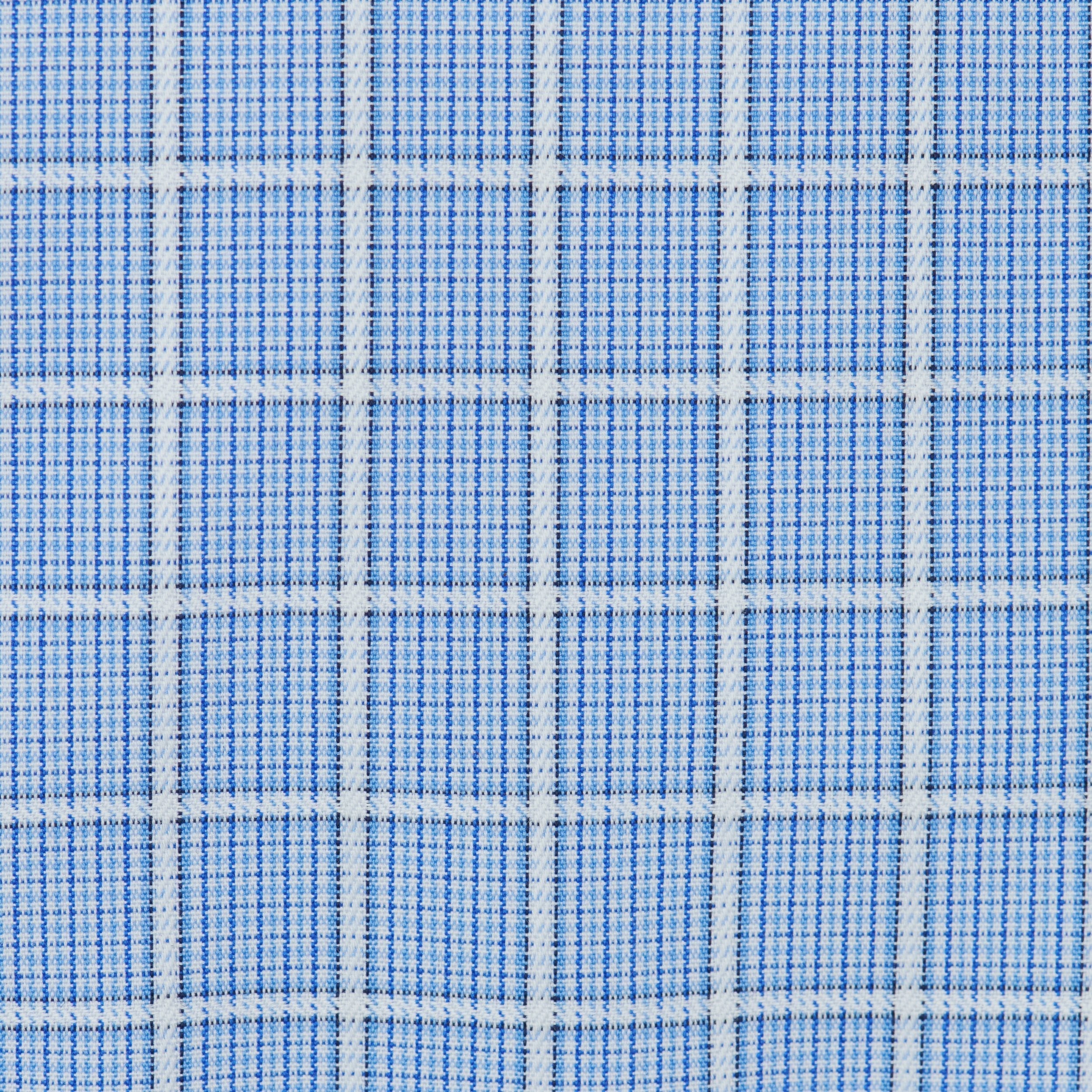 072-Blue Overlay Check-Spread Collar-Tailor Fit Best Dress Shirt 